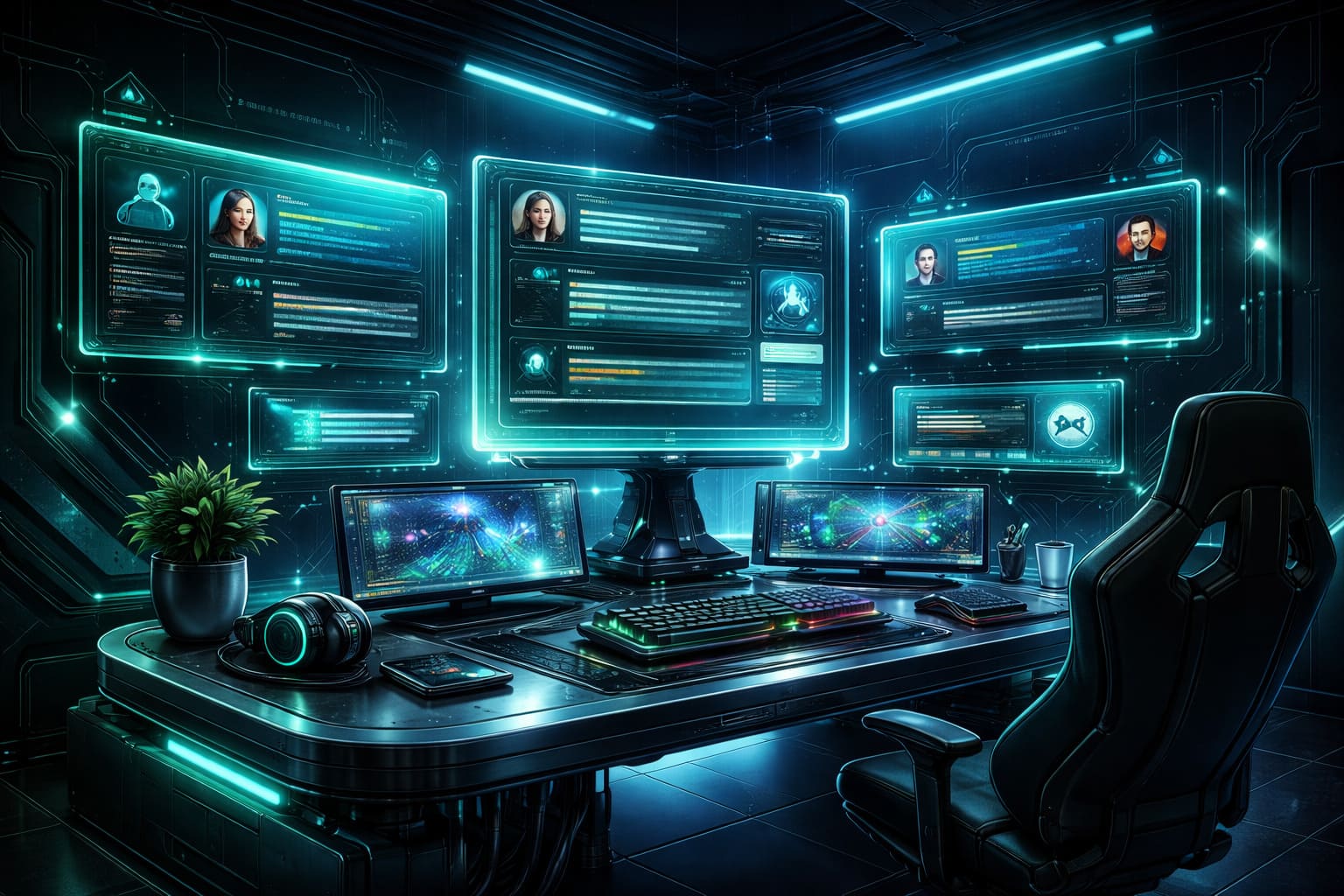 Visual della sezione contatti con atmosfera gaming